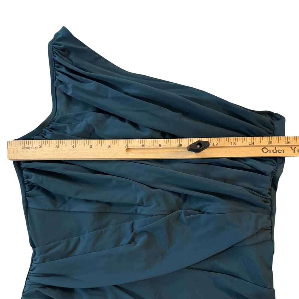 Miraclesuit Womens Jena Swimsuit 16 18 Teal One Shoulder One Piece Tummy Control - Picture 6 of 9
